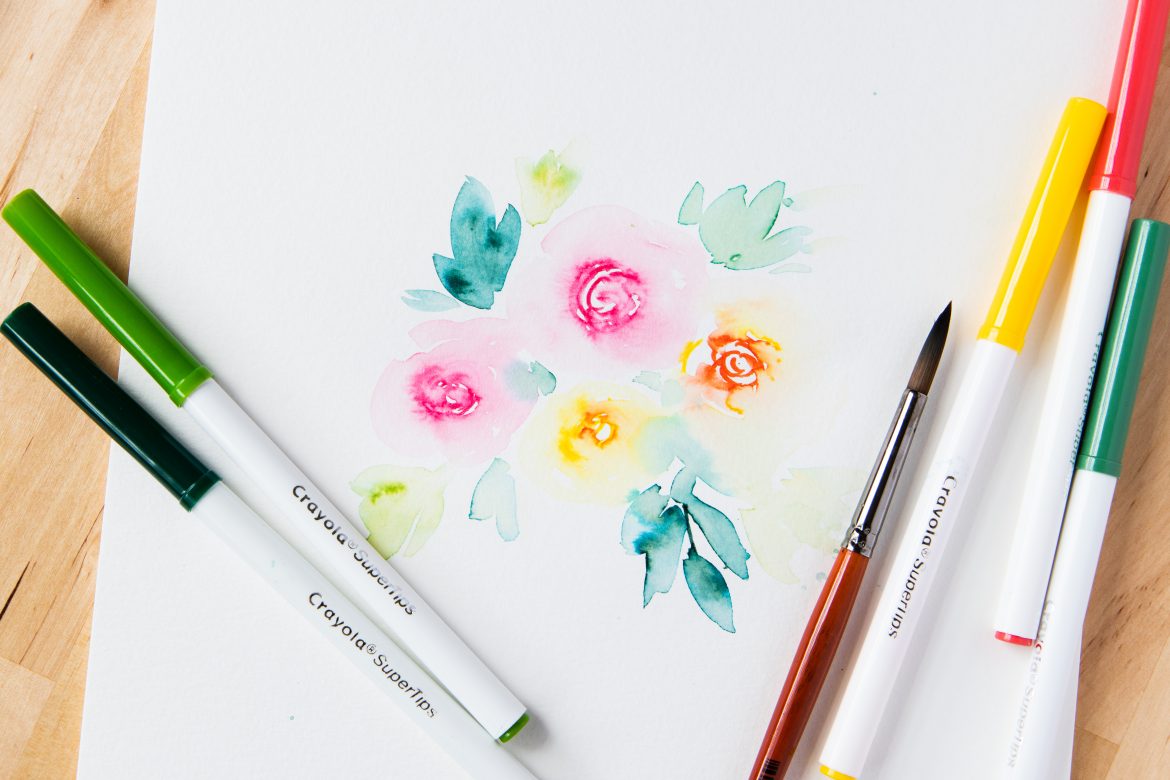 Video Tutorial Watercolor Flowers with Crayola Markers ReFine Art Blog