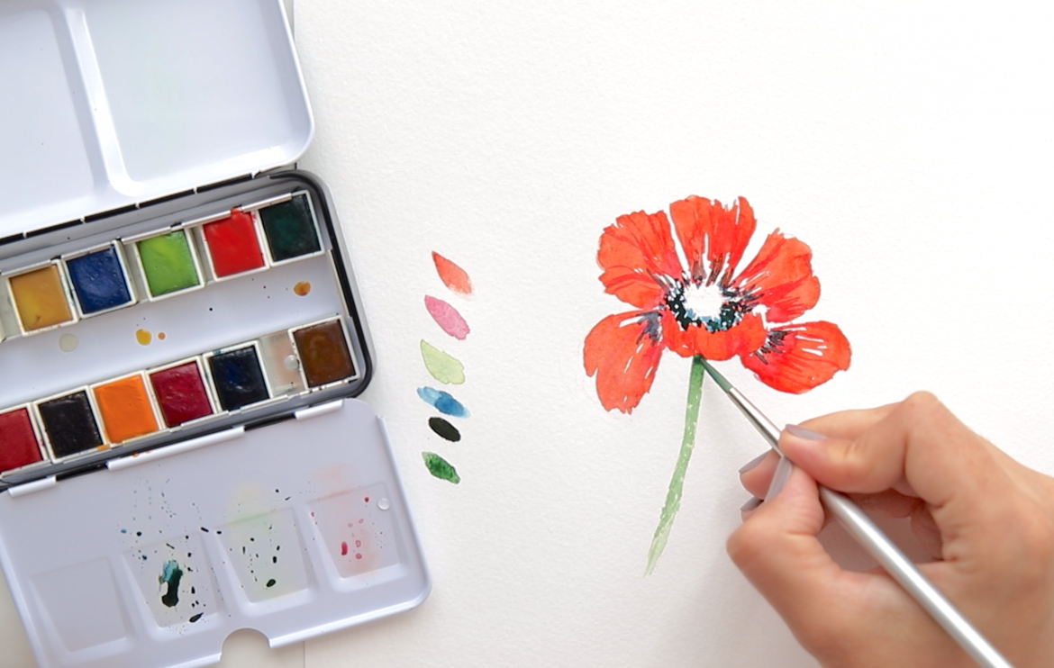 Screen Shot 2019-08-23 at 9.34.53 AM Watercolor Poppy Flower step-by-step & video